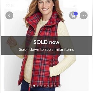 Talbots Women’s Red Multi Tartan Plaid Down Puffer Vest NWT Size Large